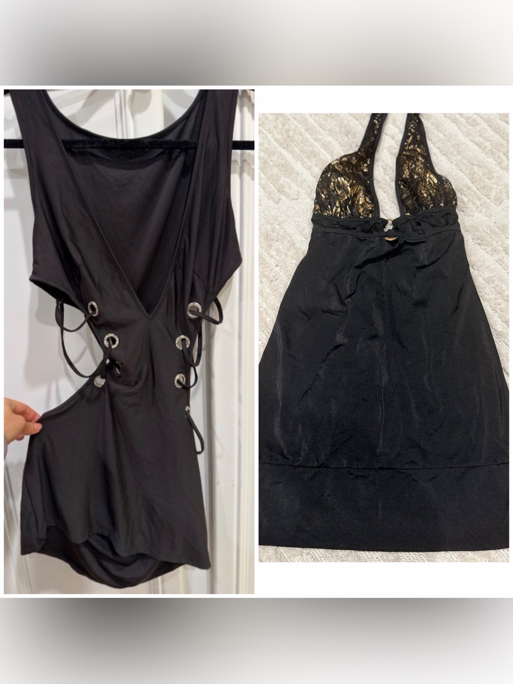 Dreamgirl Black Backless Lace-Up Side Cutout Dresses BUNDLE